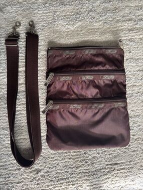 Lesportsac Crossbody Messenger Bag chocolate brown adjustable strap